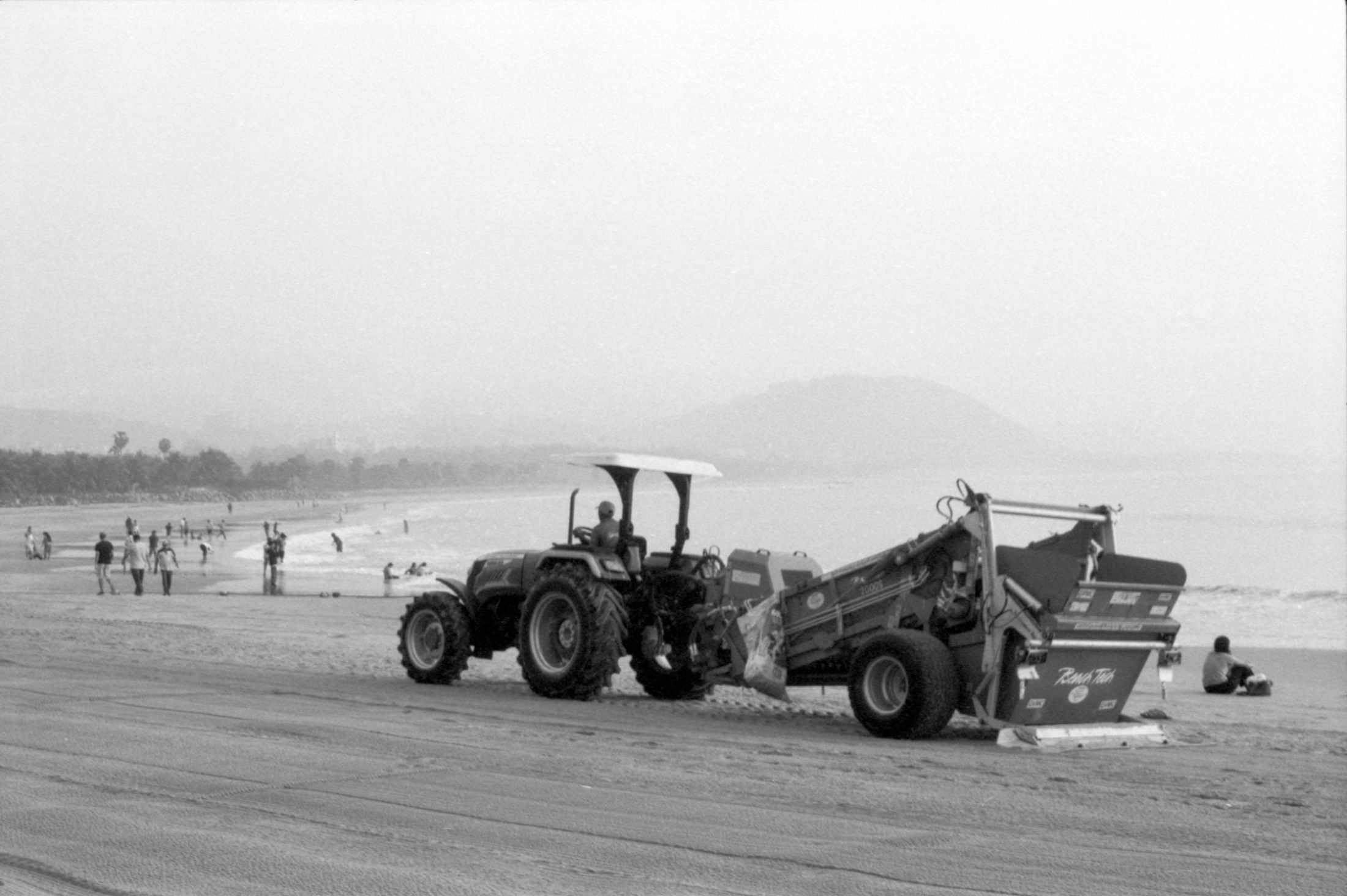 Sand leveling Tractor on Rushikonda Beach